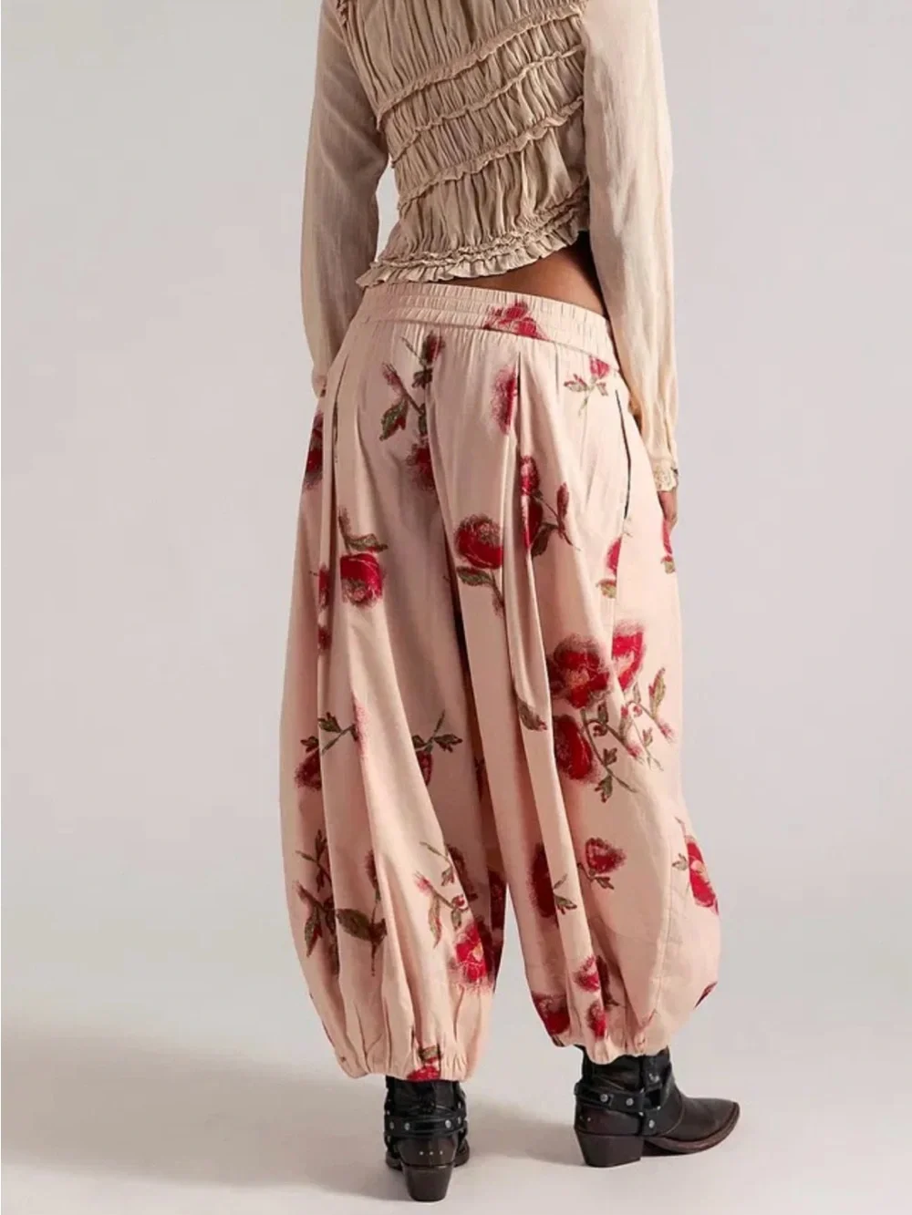 Free People Moonflower Printed Pull-On Balloon Pants Small Tea Combo NWT - Picture 3 of 7